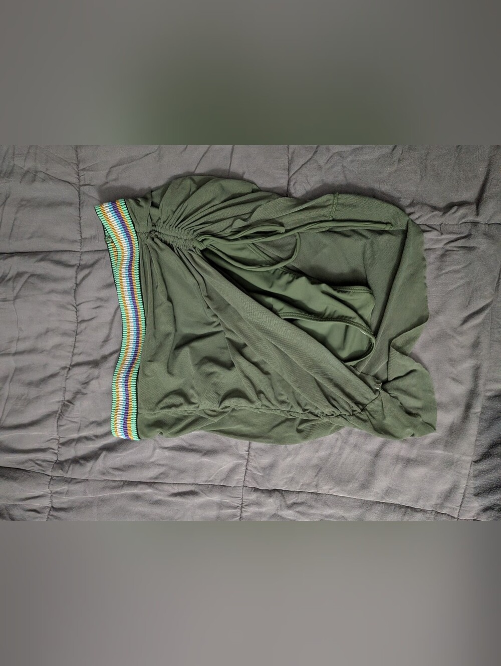 B. Swim Valencia Olive Green Embroidered Swim Skirt Bikini Bottom Medium EUC Fun